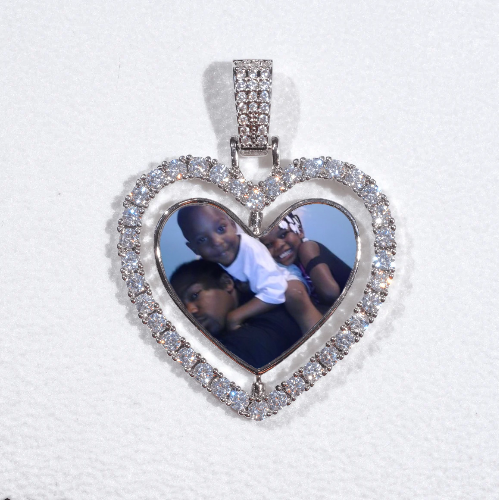 3D Spinning 2-Faced Heart Custom Picture Pendant