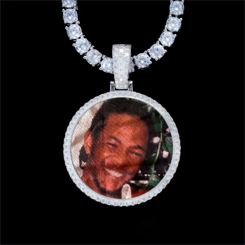 925S & VVS Moissanite 3D Circle Custom Picture Pendant