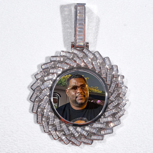 Large 3D Baguette Custom Picture Pendant