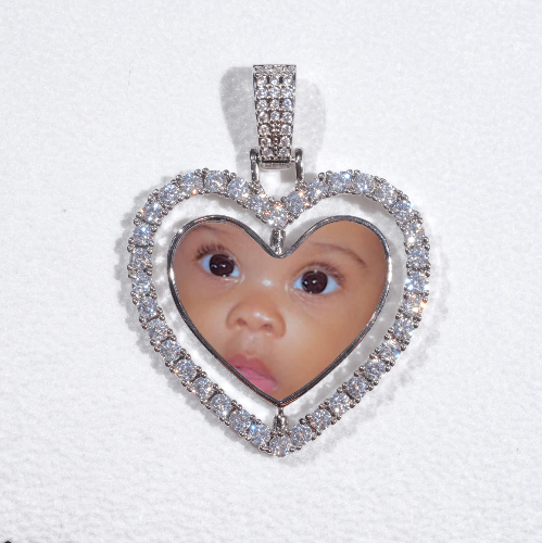 3D Spinning 2-Faced Heart Custom Picture Pendant