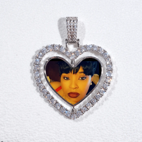 3D Spinning 2-Faced Heart Custom Picture Pendant