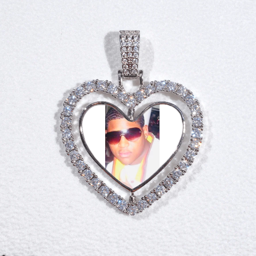 3D Spinning 2-Faced Heart Custom Picture Pendant
