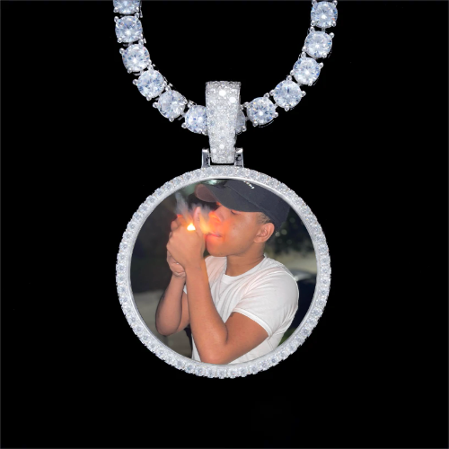 925S & VVS Moissanite 3D Circle Custom Picture Pendant