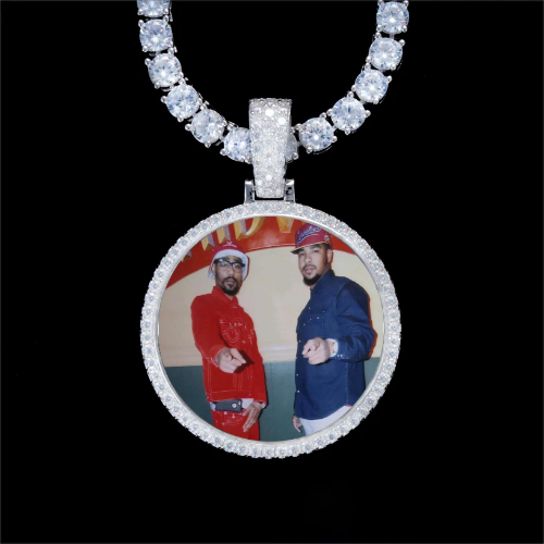 925S & VVS Moissanite 3D Circle Custom Picture Pendant