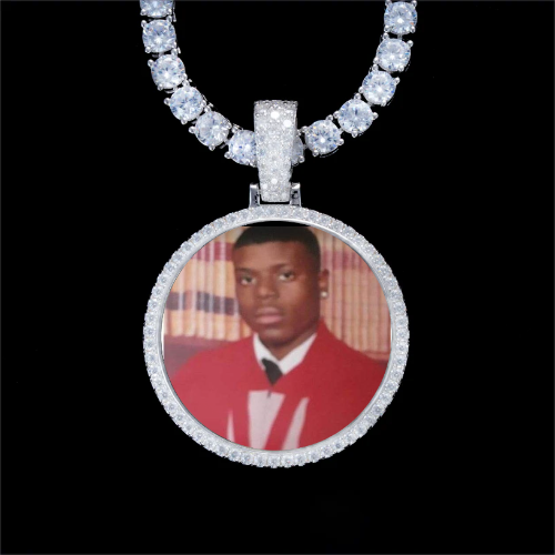 925S & VVS Moissanite 3D Circle Custom Picture Pendant