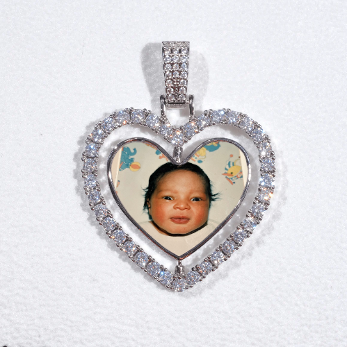 3D Spinning 2-Faced Heart Custom Picture Pendant