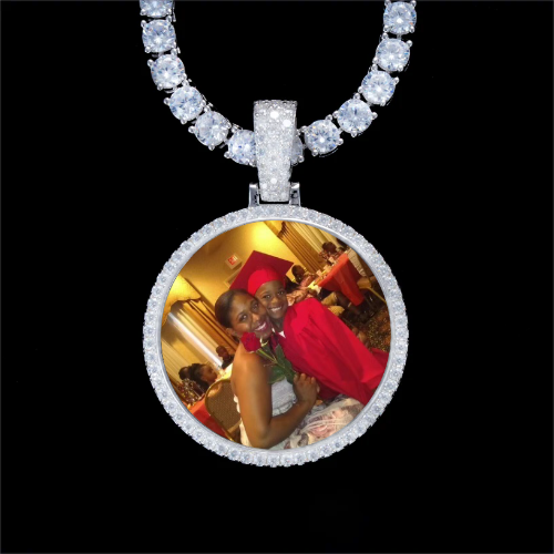 925S & VVS Moissanite 3D Circle Custom Picture Pendant