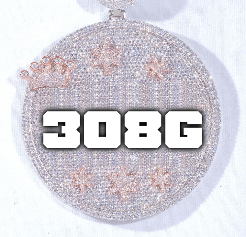 CUSTOM LETTER NECKLACE 3D BIG CROWN DISC