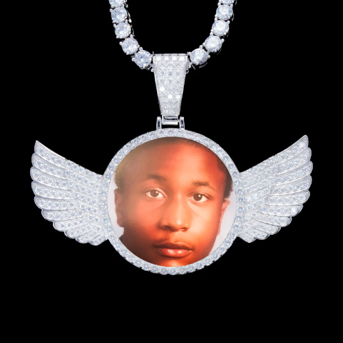 925S & VVS Moissanite 3D Wing Custom Picture Pendant