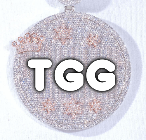 CUSTOM LETTER NECKLACE 3D BIG CROWN DISC