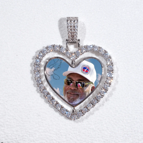 3D Spinning 2-Faced Heart Custom Picture Pendant