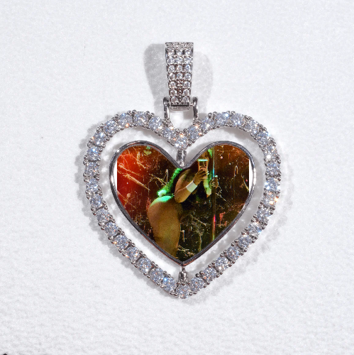 3D Spinning 2-Faced Heart Custom Picture Pendant