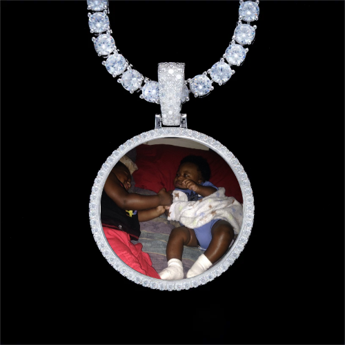 925S & VVS Moissanite 3D Circle Custom Picture Pendant