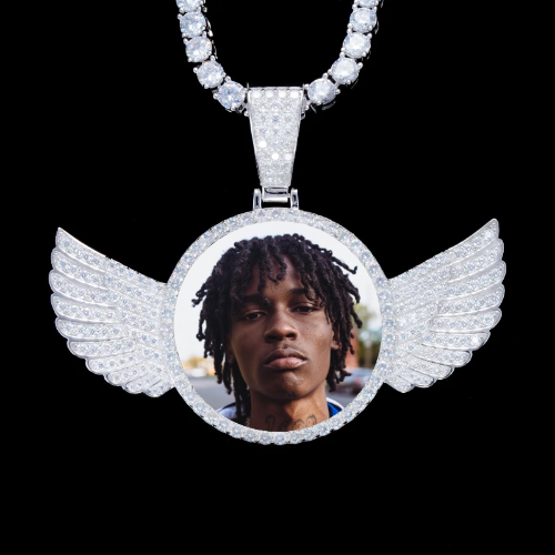 925S & VVS Moissanite 3D Wing Custom Picture Pendant