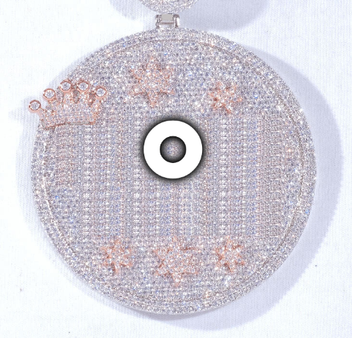 CUSTOM LETTER NECKLACE 3D BIG CROWN DISC