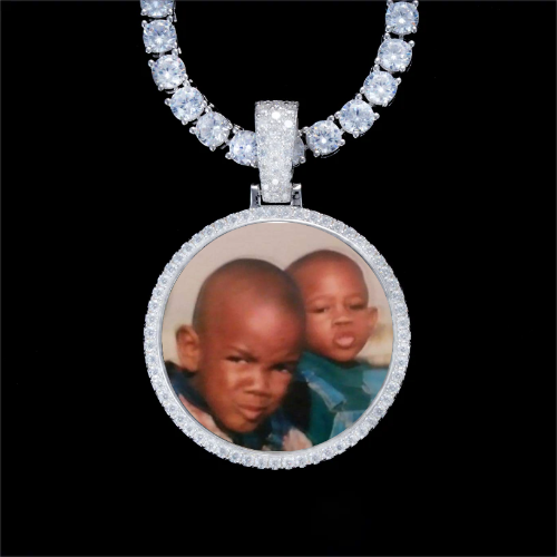 925S & VVS Moissanite 3D Circle Custom Picture Pendant