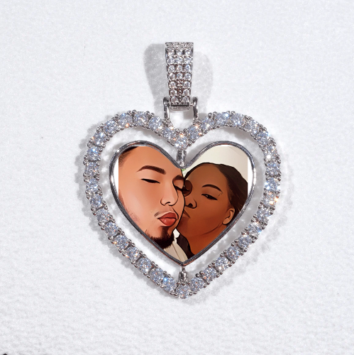 3D Spinning 2-Faced Heart Custom Picture Pendant