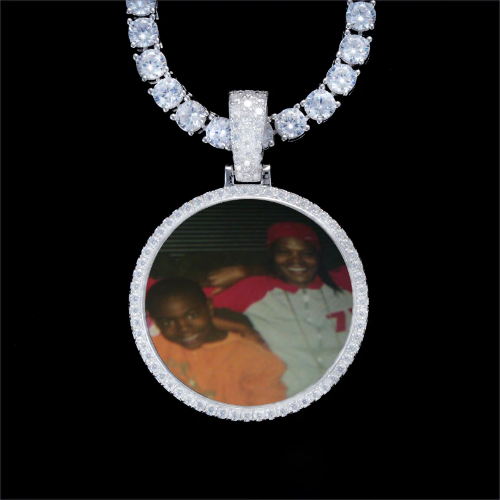 925S & VVS Moissanite 3D Circle Custom Picture Pendant