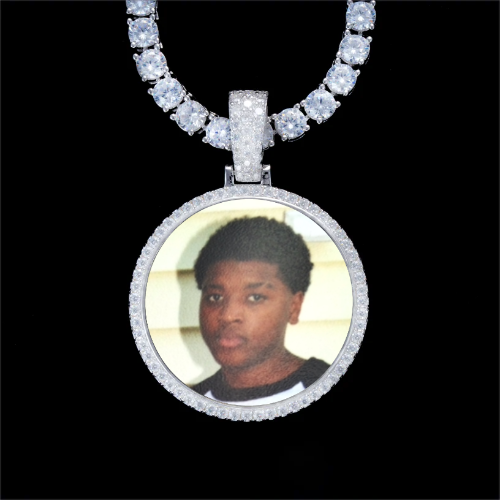 925S & VVS Moissanite 3D Circle Custom Picture Pendant