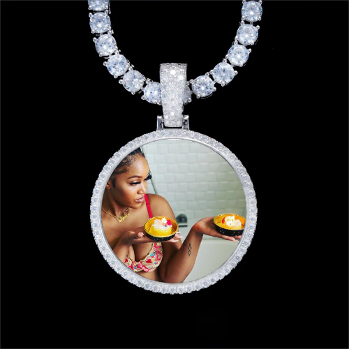 925S & VVS Moissanite 3D Circle Custom Picture Pendant