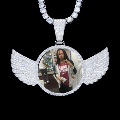 925S & VVS Moissanite 3D Wing Custom Picture Pendant