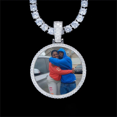 925S & VVS Moissanite 3D Circle Custom Picture Pendant