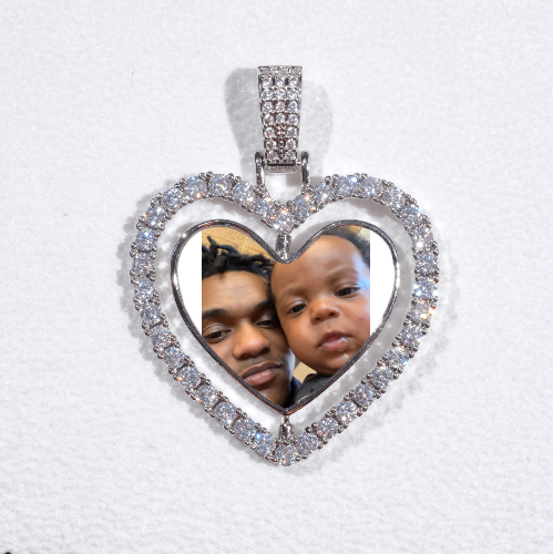 3D Spinning 2-Faced Heart Custom Picture Pendant