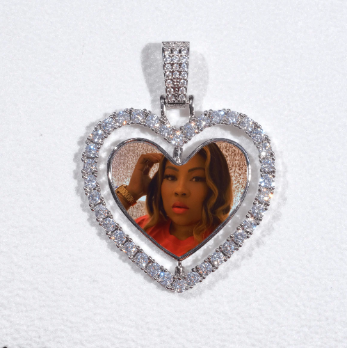 3D Spinning 2-Faced Heart Custom Picture Pendant