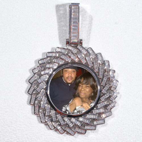 Large 3D Baguette Custom Picture Pendant