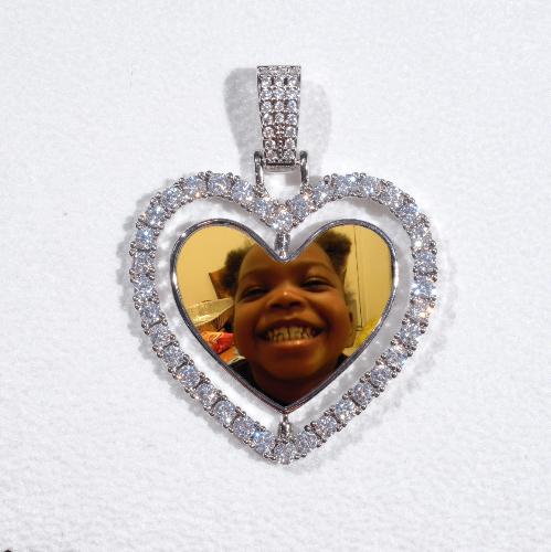 3D Spinning 2-Faced Heart Custom Picture Pendant