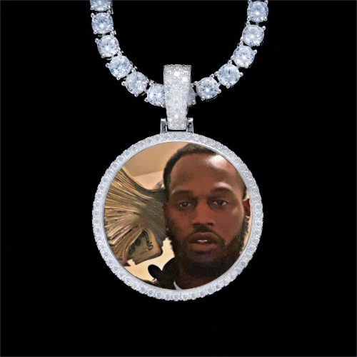 925S & VVS Moissanite 3D Circle Custom Picture Pendant