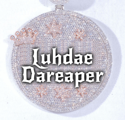 CUSTOM LETTER NECKLACE 3D BIG CROWN DISC