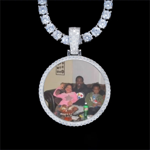 925S & VVS Moissanite 3D Circle Custom Picture Pendant