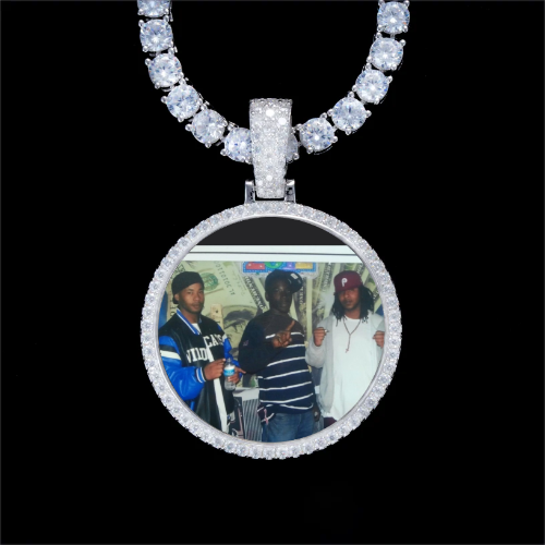 925S & VVS Moissanite 3D Circle Custom Picture Pendant