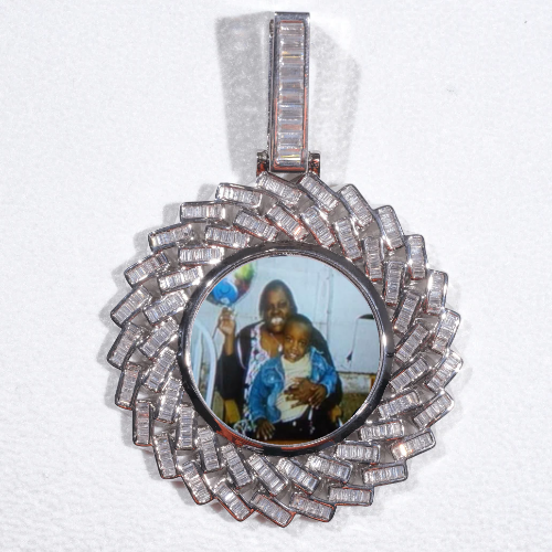 Large 3D Baguette Custom Picture Pendant