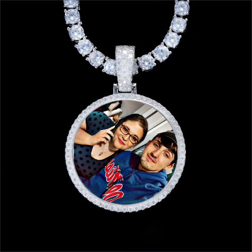 925S & VVS Moissanite 3D Circle Custom Picture Pendant