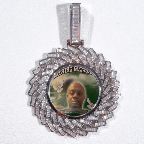 Large 3D Baguette Custom Picture Pendant