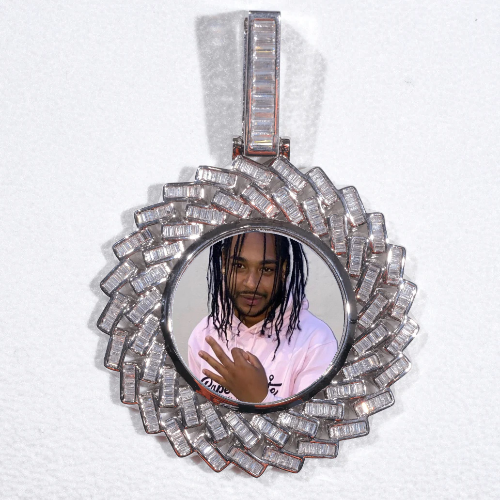 Large 3D Baguette Custom Picture Pendant