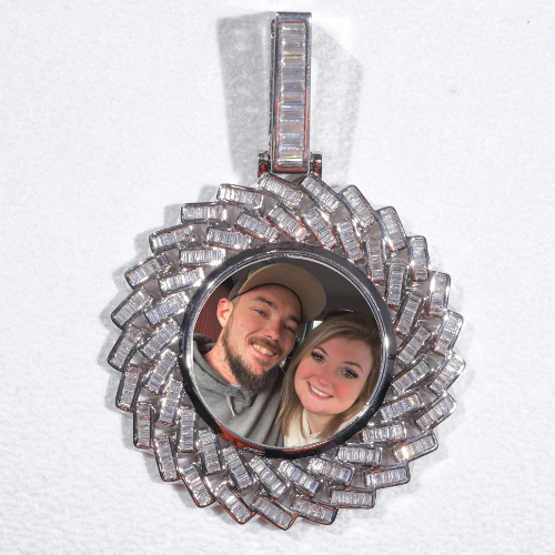 Large 3D Baguette Custom Picture Pendant