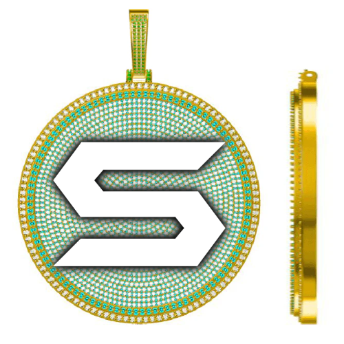 CUSTOM LETTER NECKLACE 3D BIG DISC