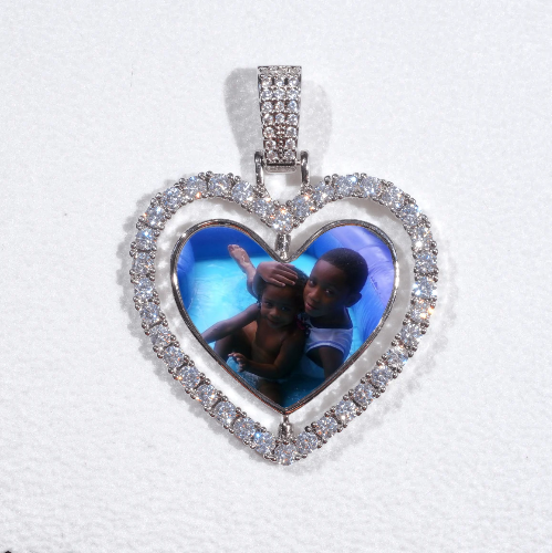 3D Spinning 2-Faced Heart Custom Picture Pendant