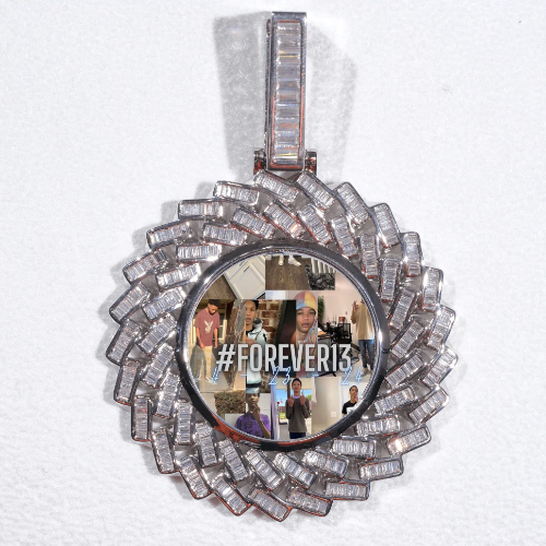 Large 3D Baguette Custom Picture Pendant