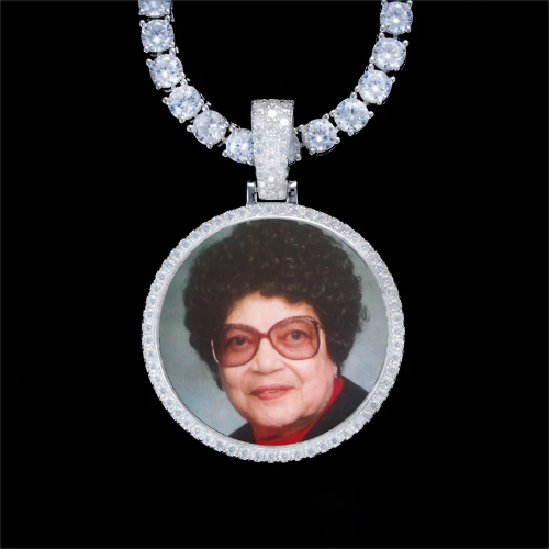 925S & VVS Moissanite 3D Circle Custom Picture Pendant