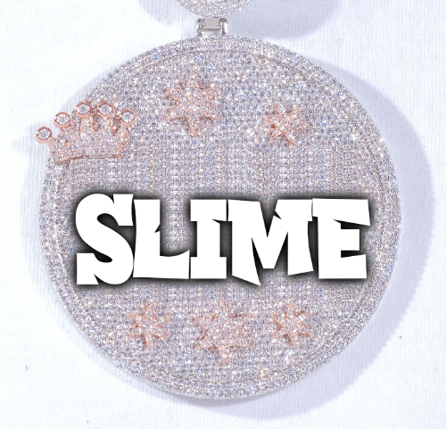 CUSTOM LETTER NECKLACE 3D BIG CROWN DISC