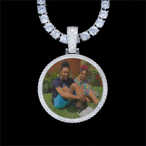 925S & VVS Moissanite 3D Circle Custom Picture Pendant