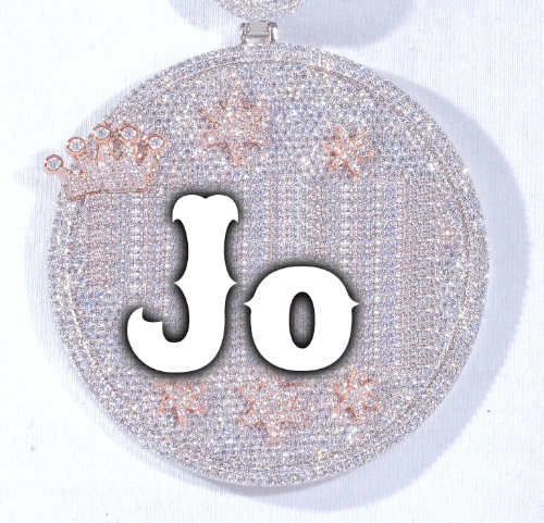 CUSTOM LETTER NECKLACE 3D BIG CROWN DISC
