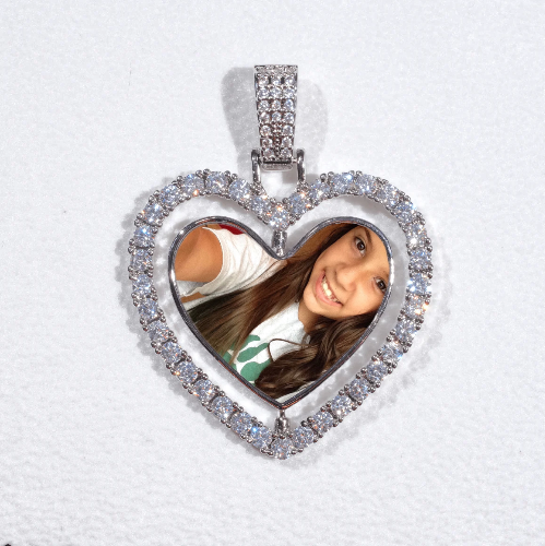 3D Spinning 2-Faced Heart Custom Picture Pendant