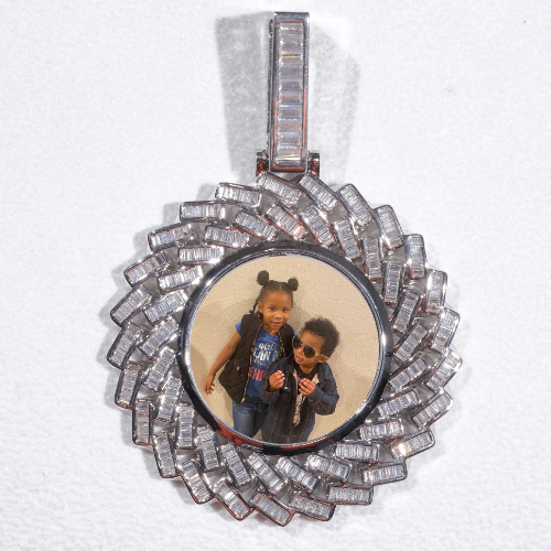 Large 3D Baguette Custom Picture Pendant