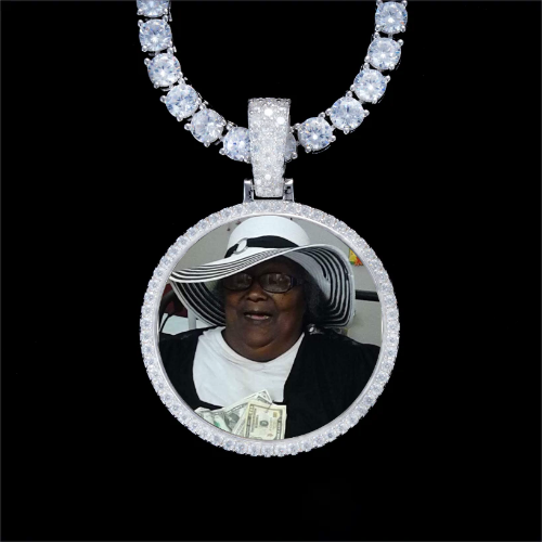 925S & VVS Moissanite 3D Circle Custom Picture Pendant