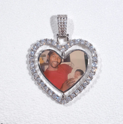 3D Spinning 2-Faced Heart Custom Picture Pendant